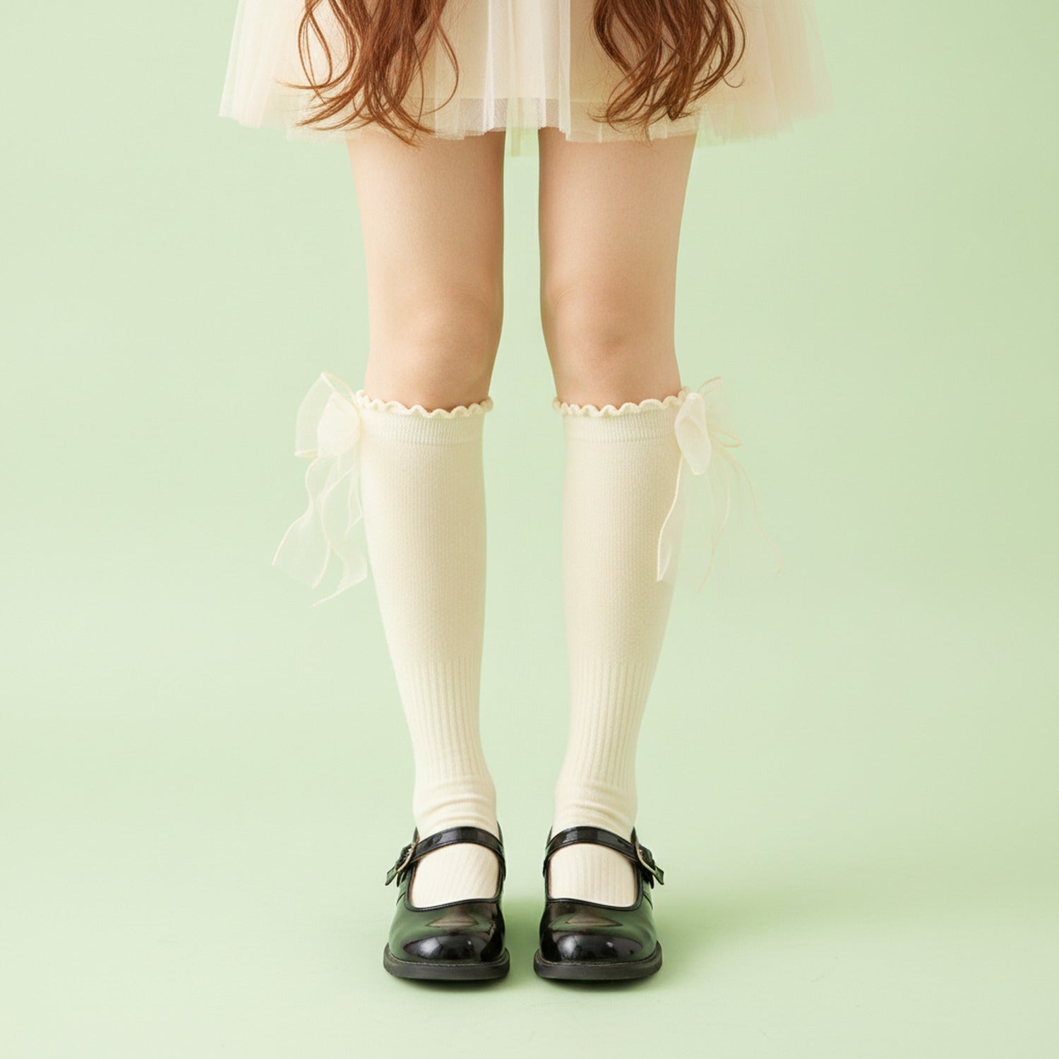 Skin Bow Ruffle Crew Socks