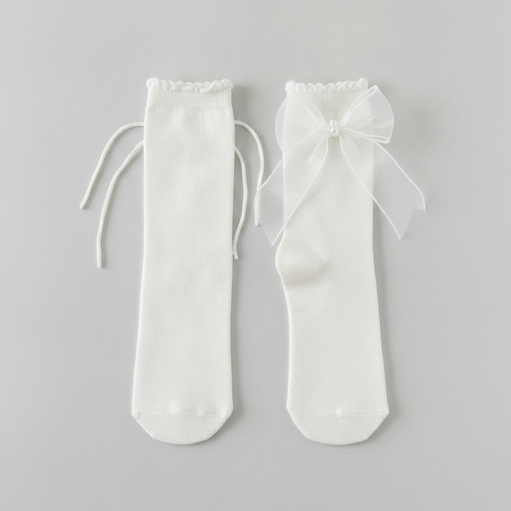 White Sheer Bow Crew Socks – apparel accessories (view 1)