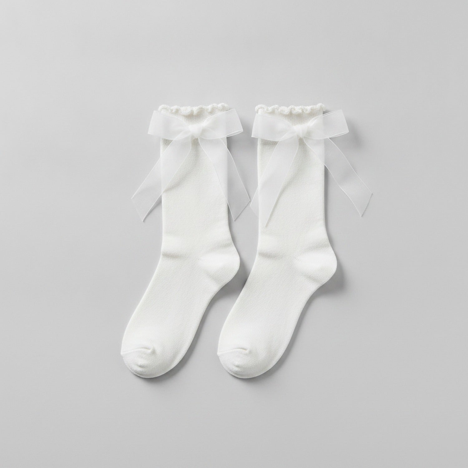 White Sheer Bow Crew Socks