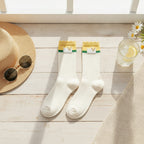 White Heart Ribbed Crew Socks