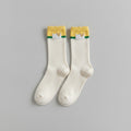 White Heart Ribbed Crew Socks