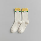 White Heart Ribbed Crew Socks