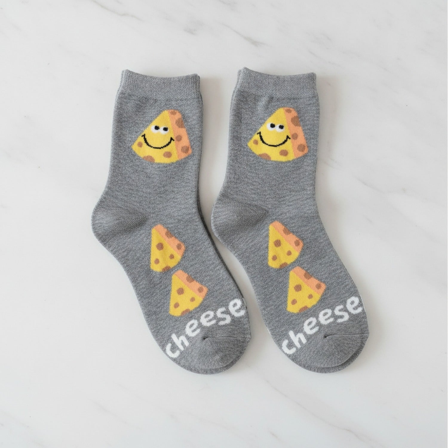 Gray Cheese Pattern Crew Socks
