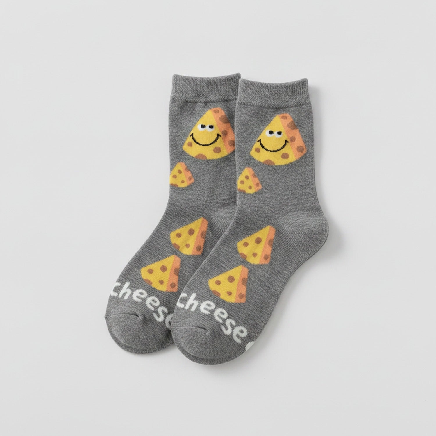 Gray Cheese Pattern Crew Socks