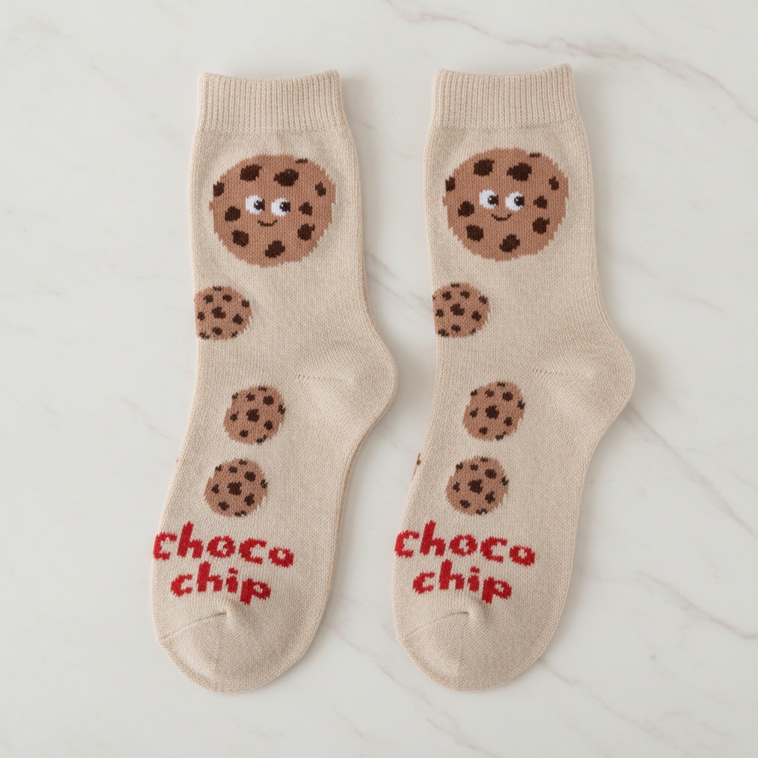 Beige Chocolate Chip Crew Socks