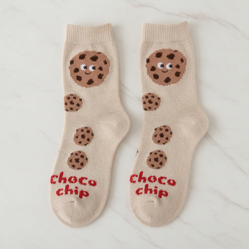 Beige Chocolate Chip Crew Socks