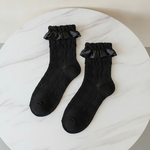 Black Lace Ruffle Ankle Socks