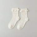 Black Lace Ruffle Crew Socks - White
