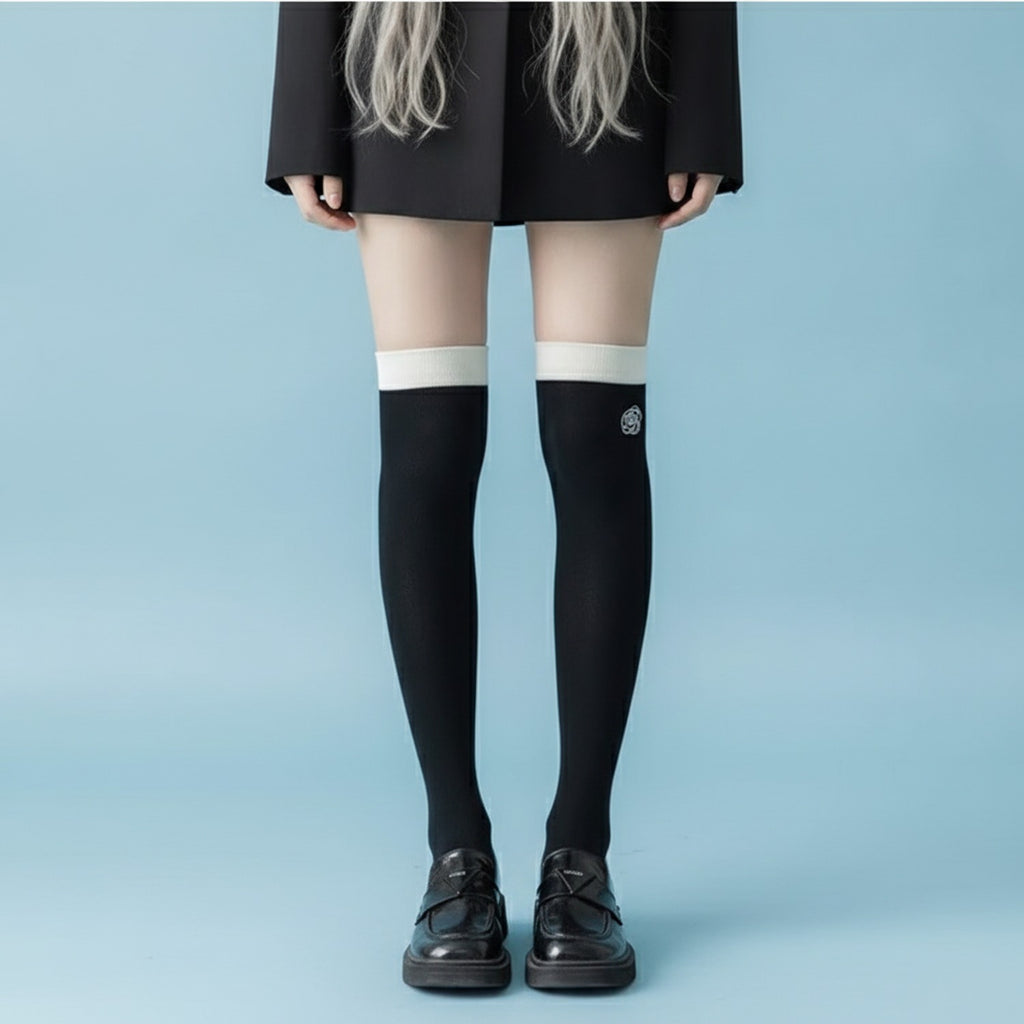 Black Rose Embroidered Knee-High Socks – apparel accessories (view 3)
