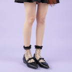 Black Polka Dot Ruffled Crew Socks
