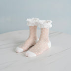 Mesh Ruffle Ankle Socks - White Polka Dot