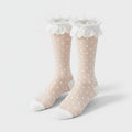 Mesh Ruffle Ankle Socks - White Polka Dot