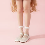 Mesh Ruffle Ankle Socks - White Polka Dot