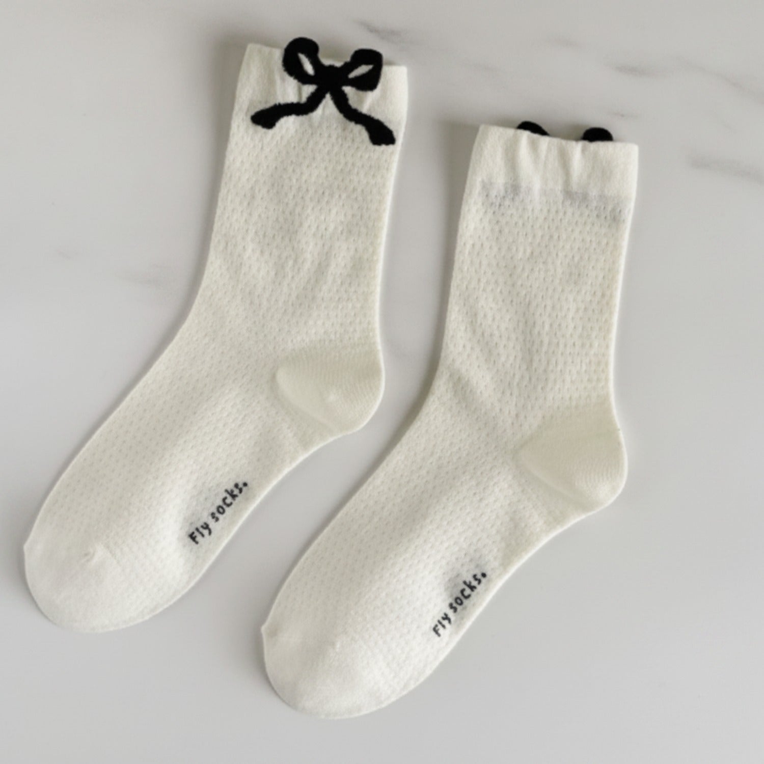White Bow Crew Socks