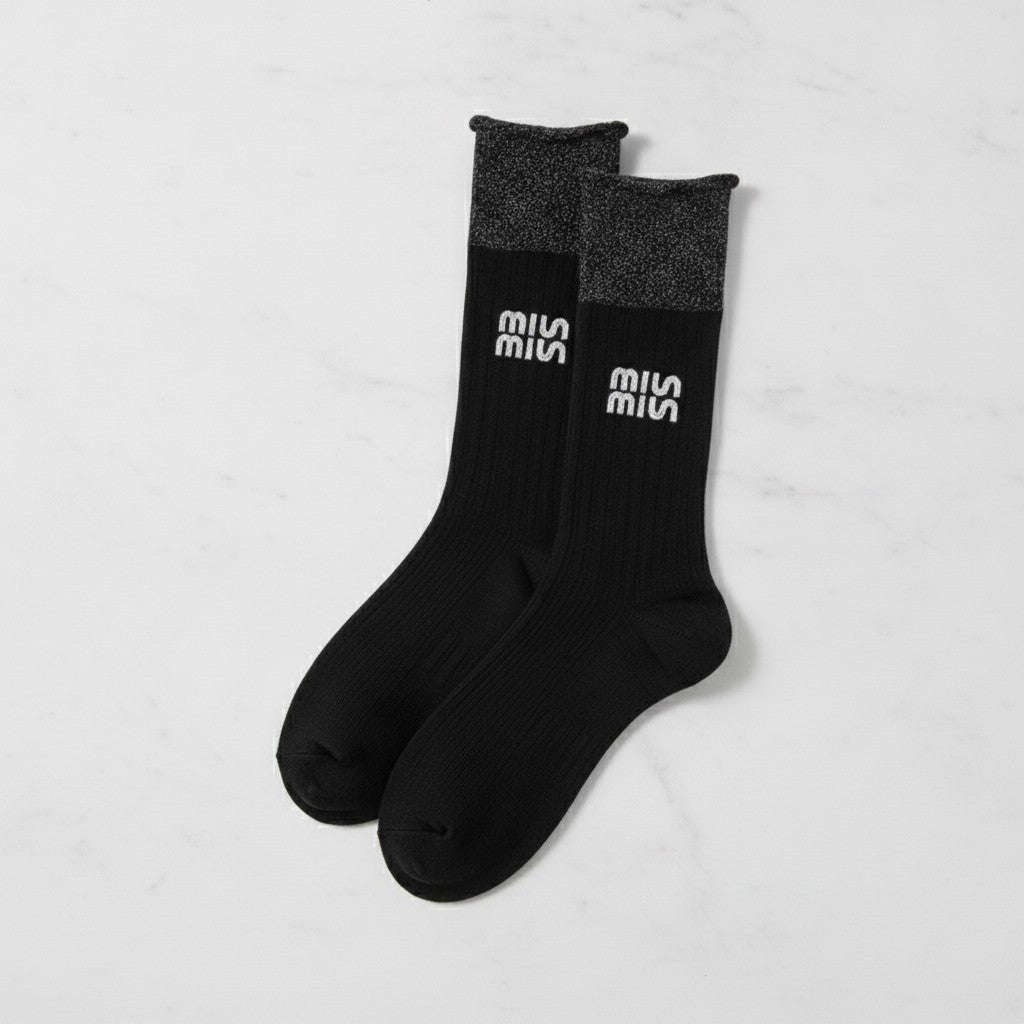 Black Ribbed Crew Socks – apparel accessories (view 3)