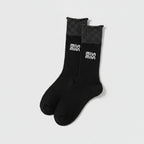 Light Ribbed Crew Socks with Rolled Cuff - Black