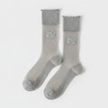 Light Ribbed Crew Socks with Rolled Cuff - Gray