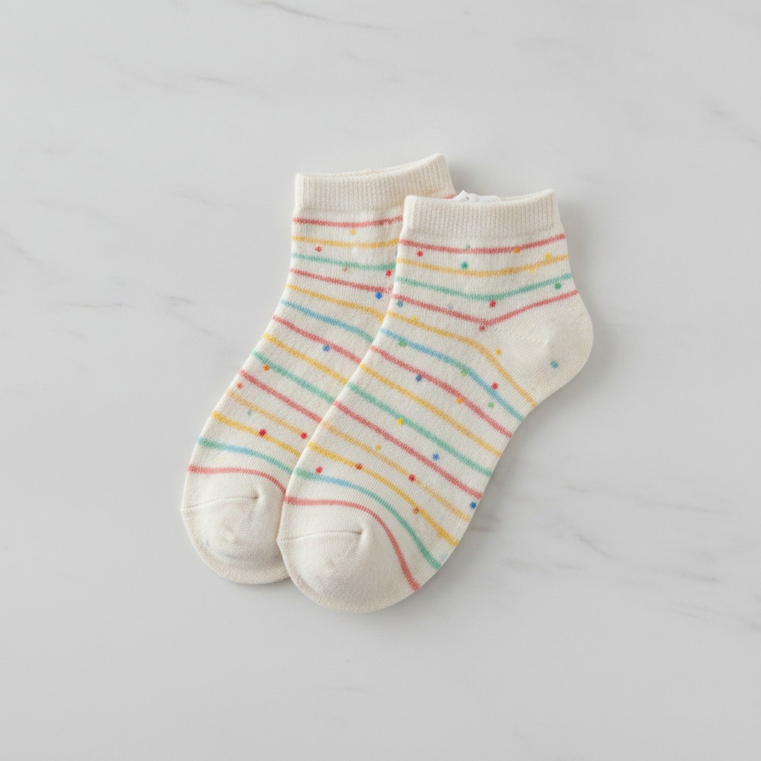 Cream Polka Dot Crew Socks