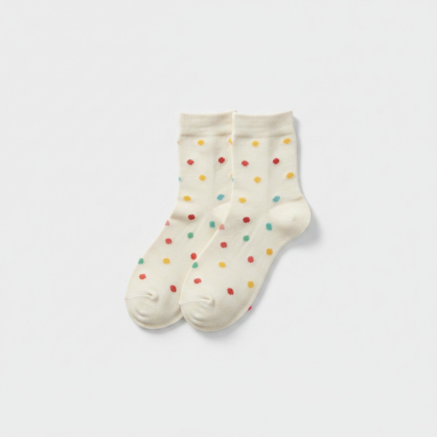 Cream Polka Dot Crew Socks