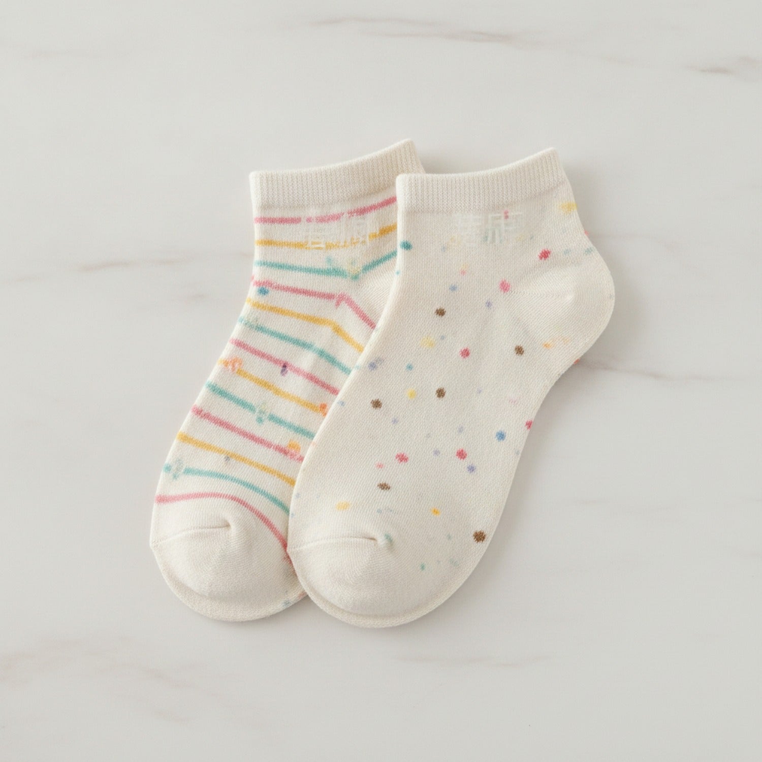 Cream Polka Dot Ankle Socks