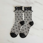 Black Polka Dot Bow Crew Socks