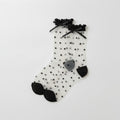 Black Polka Dot Bow Crew Socks