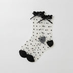 Black Polka Dot Bow Crew Socks