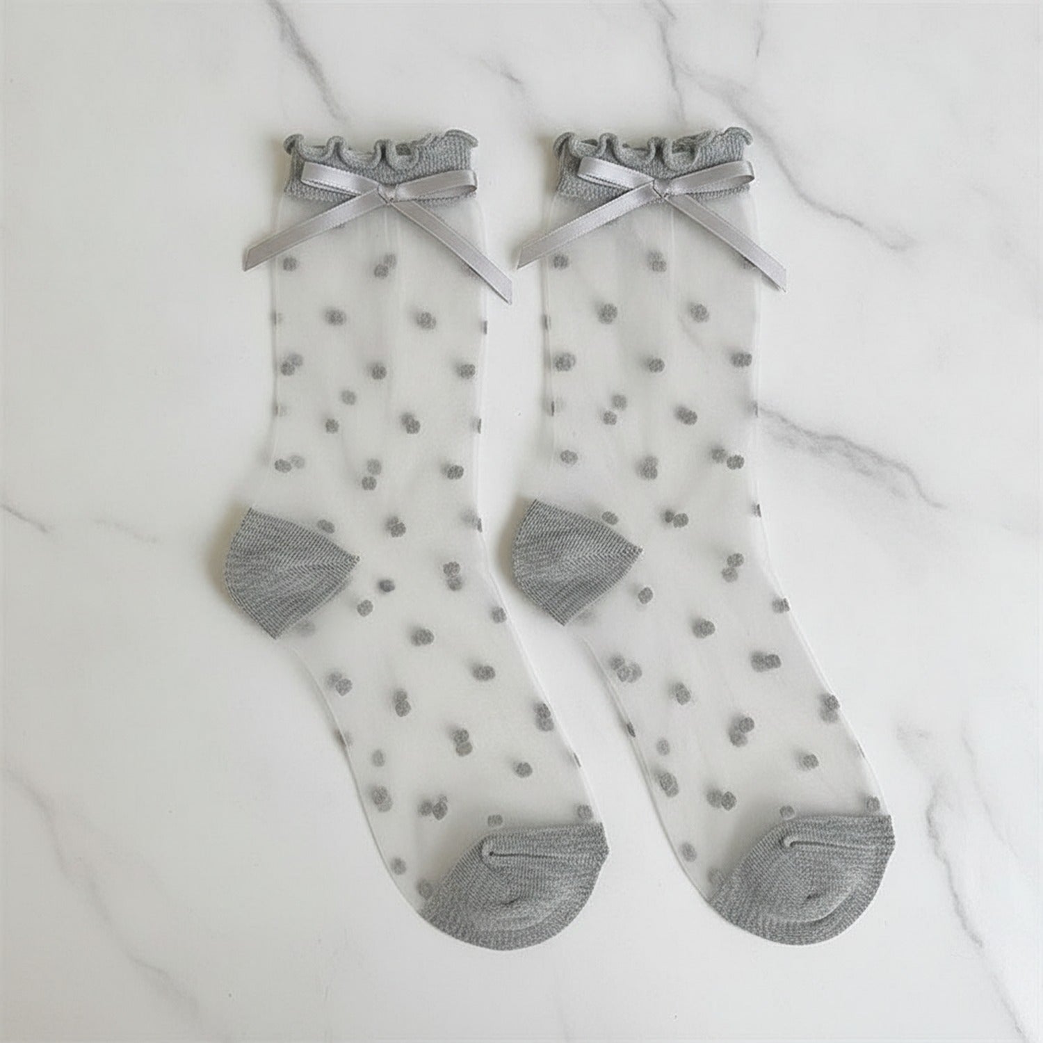 Sheer Ruffle Socks - Gray