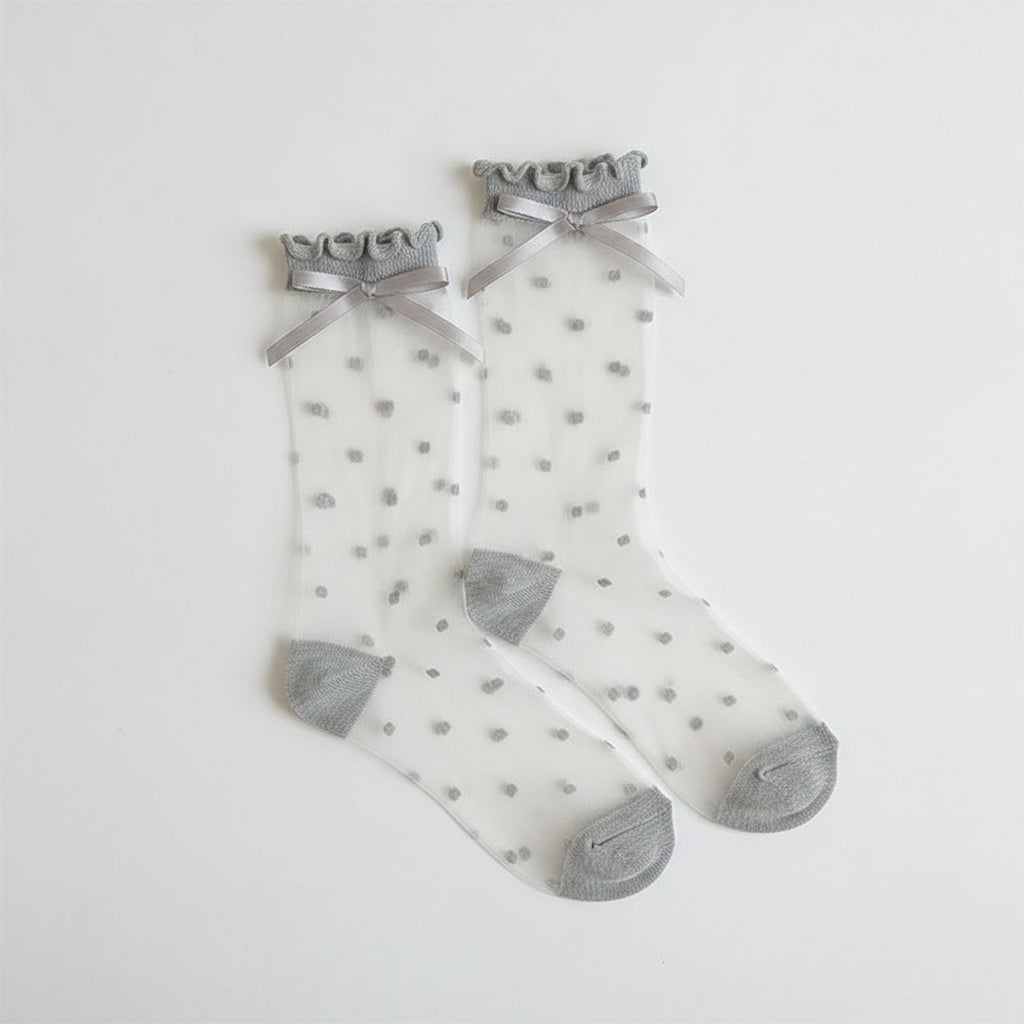 Sheer Ruffle Socks - Gray