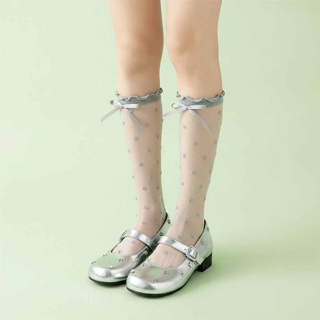 Sheer Ruffle Socks - Gray
