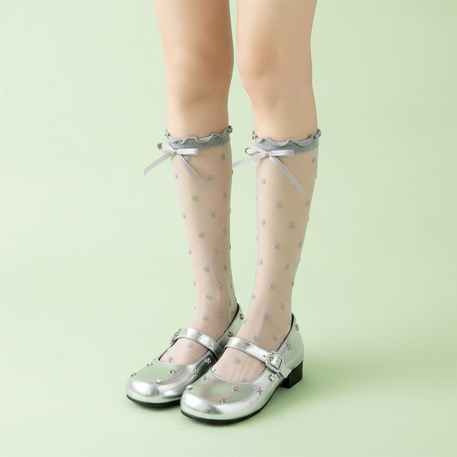 Sheer Ruffle Socks - Gray