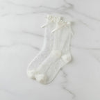 White Polka Dot Sheer Crew Socks – apparel accessories (view 2)