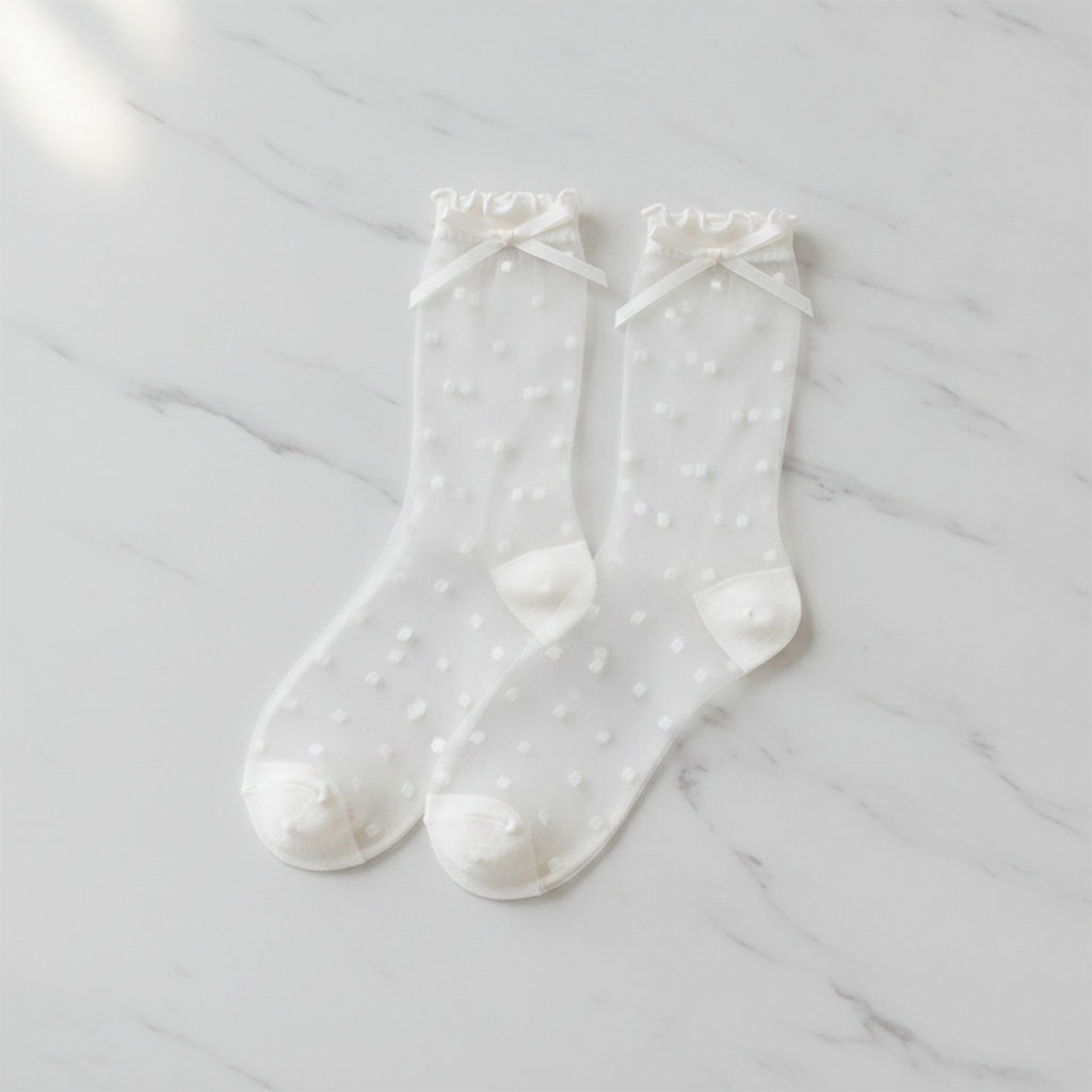 Sheer Ruffle Socks - White