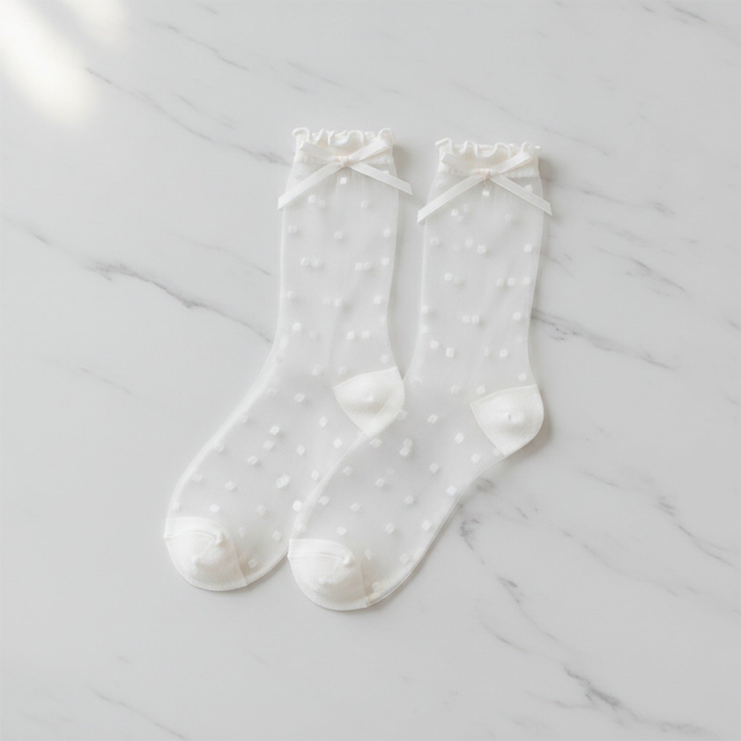 Sheer Ruffle Socks - White