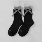 Black Gingham Bow Crew Socks