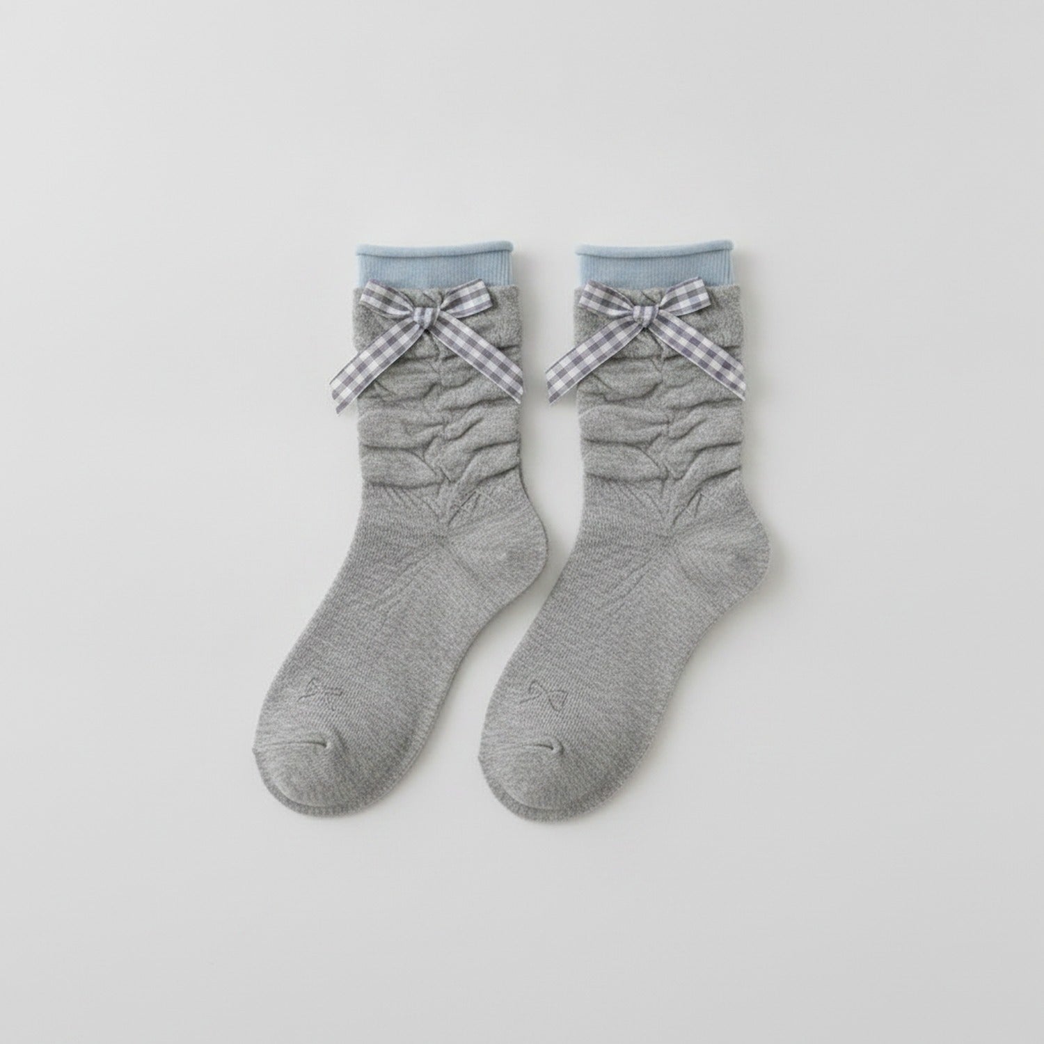 Ruffle Socks With Bows - Gray