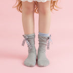 Ruffle Socks With Bows - Gray