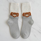 Light Gray Bear Patch Crew Socks
