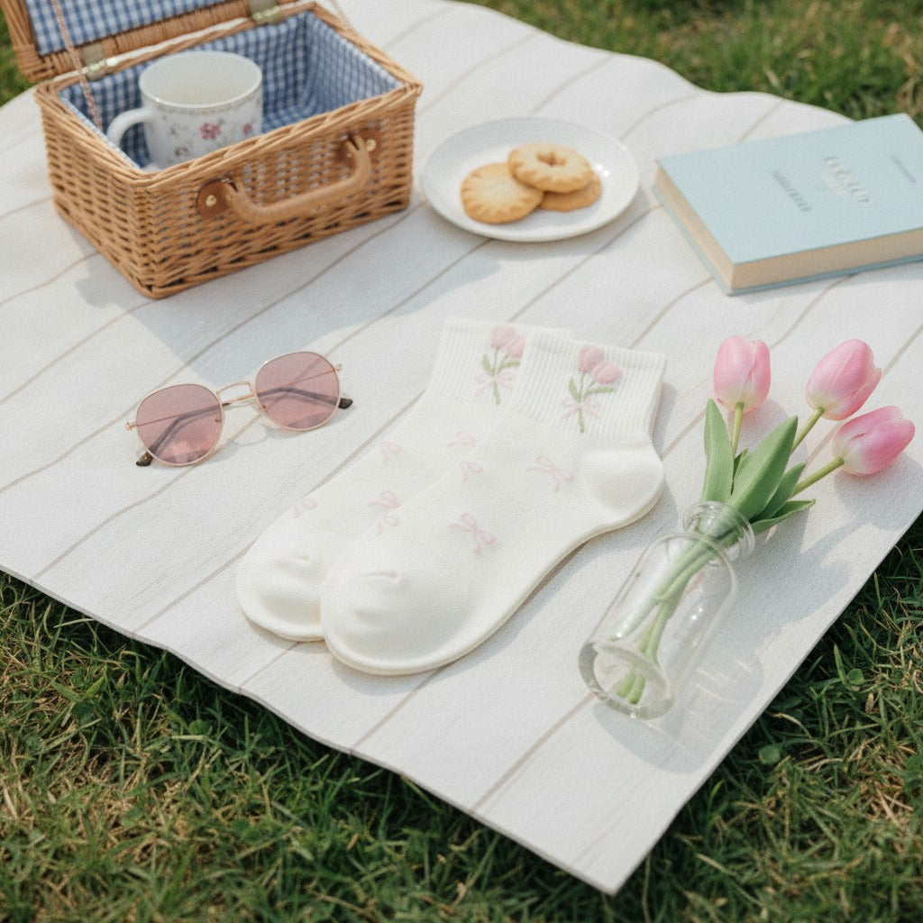 Gold Tulip Bow Crew Socks – apparel accessories (view 2)