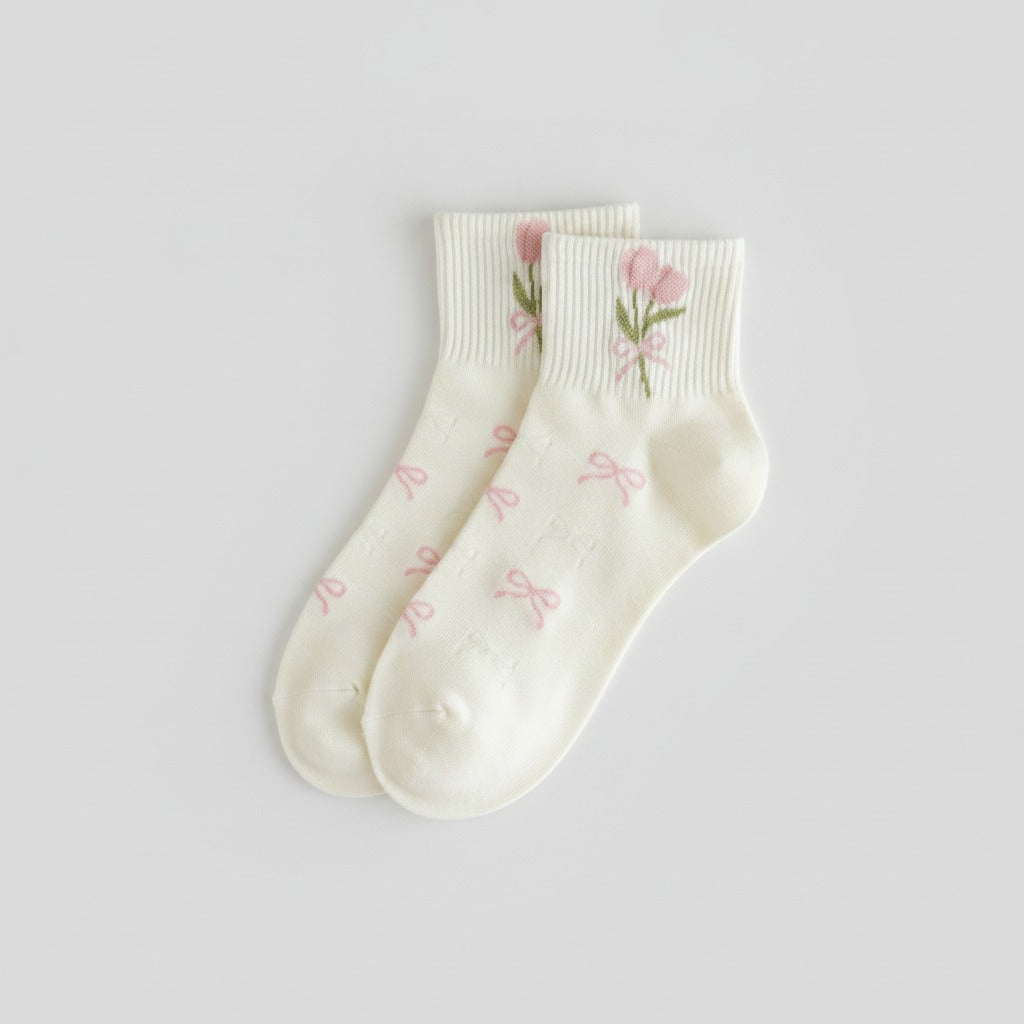 Gold Tulip Bow Crew Socks – apparel accessories (view 1)