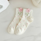 White Flower Polka Dot Crew Socks – apparel accessories (view 2)