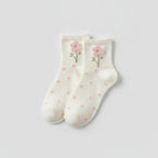White Flower Polka Dot Crew Socks – apparel accessories (view 1)