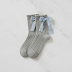 Light Gray Bow Cable Knit Crew Socks – apparel accessories (view 3)