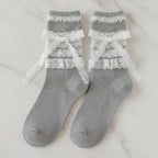 Gray Lace Bow Crew Socks – apparel accessories (view 2)