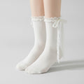 Metallic Ballet Flats with Lace-Trimmed Socks - White