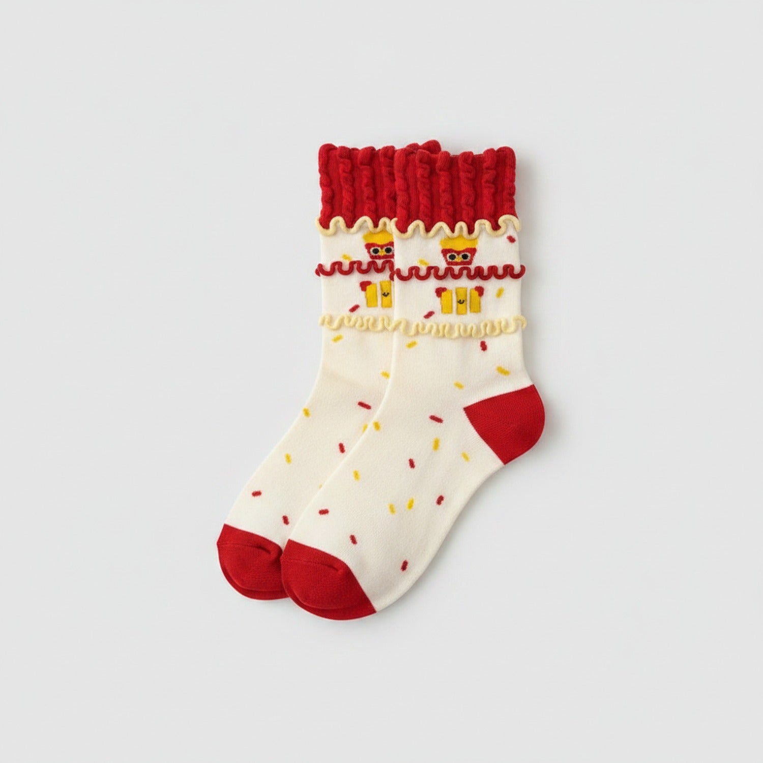 Red Ruffled Cupcake Crew Socks