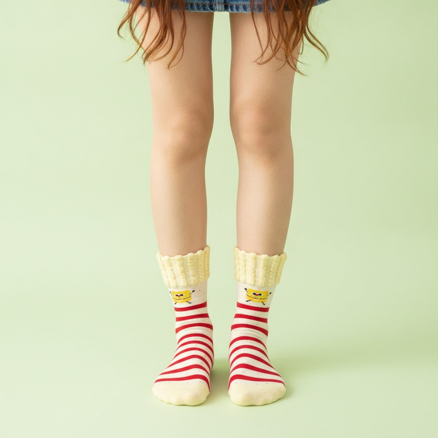 Red Ruffled Cupcake Crew Socks