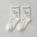 White Polka Dot Puppy Crew Socks – apparel accessories (view 2)
