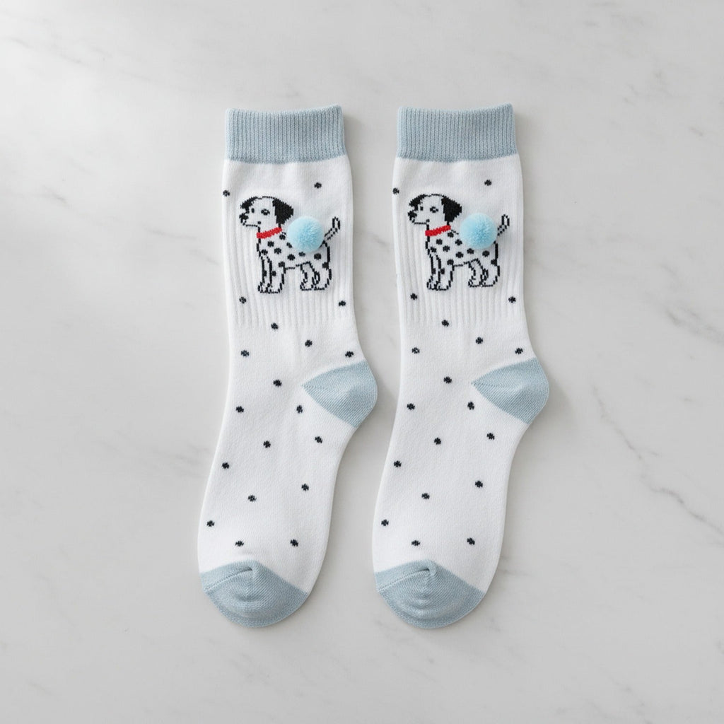 White Dalmatian Puppy Crew Socks – apparel accessories (view 2)