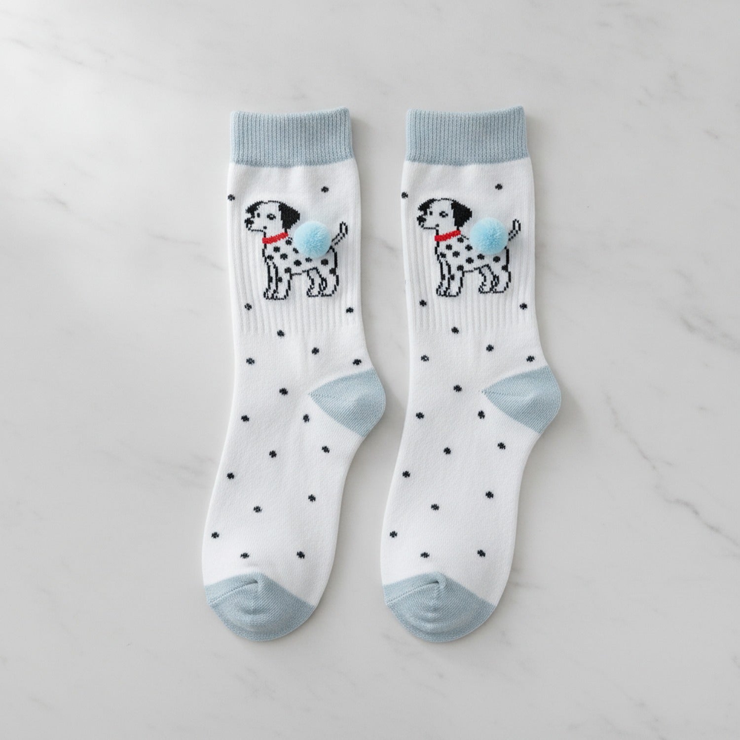White Dalmatian Puppy Crew Socks